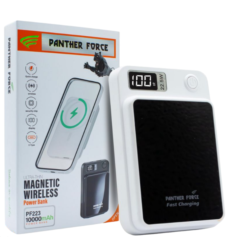 Panther Force MagSafe 10,000mAh Power Bank - PF223 || Fast Wireless & Wired Charging, Compact Portable Design, Device Safety Features, Slim & Durable Build Panther Force MagSafe 10,000mAh Power Bank - PF223 || Fast Wireless & Wired Charging, Compact Portable Design, Device Safety Features, Slim & Durable Build